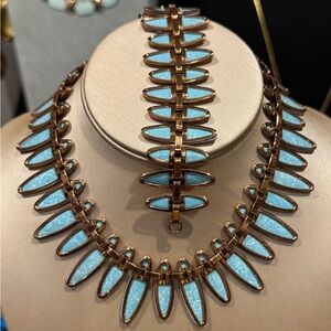 Vintage Matisse Queen Nefertiti  Enamel Over  Copper Signed Necklace & Bracelet